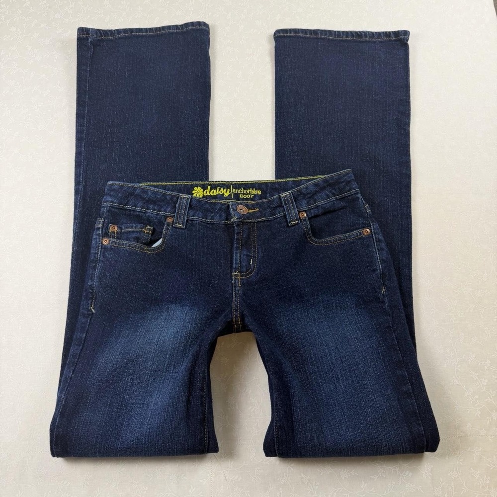 2000's Y2K Daisy Anchor Blue Low Rise Bootcut Jeans — Size 7